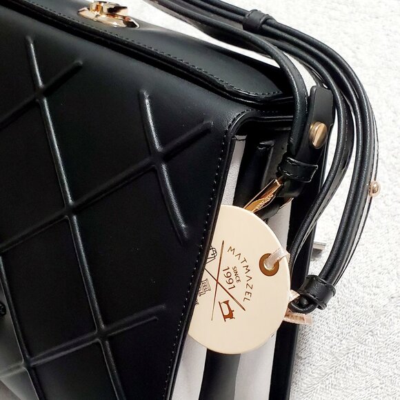 Matmazel "THENA" Shoulder Bag- Pink & Black- 24" Shoulder Strap- 4 Compartments - Picture 11 of 15